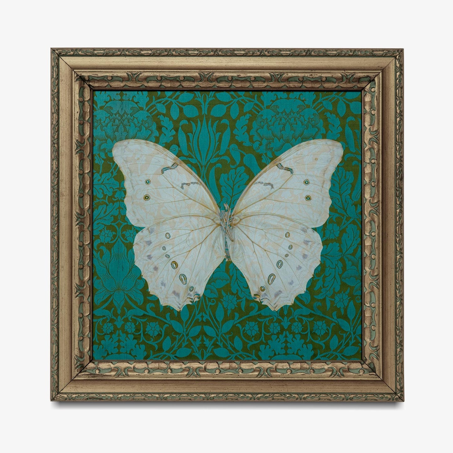 Vintage Green Butterfly - Art Nouveau - Aesthetic Art Print- Square - For Your Sacred Space - Nature - Collage - William Morris