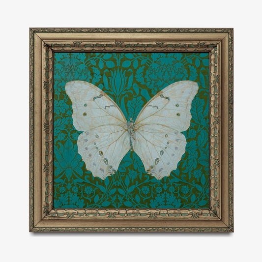 Vintage Green Butterfly Art Nouveau Print Square For Home Decor by My Store