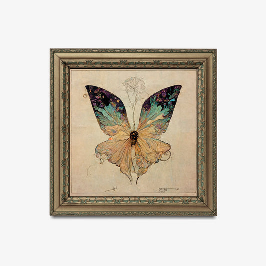 Whimsigoth Butterfy - Art Nouveau - Moody Art Print- Square - For Your Sacred Space - Nature - Esoteric
