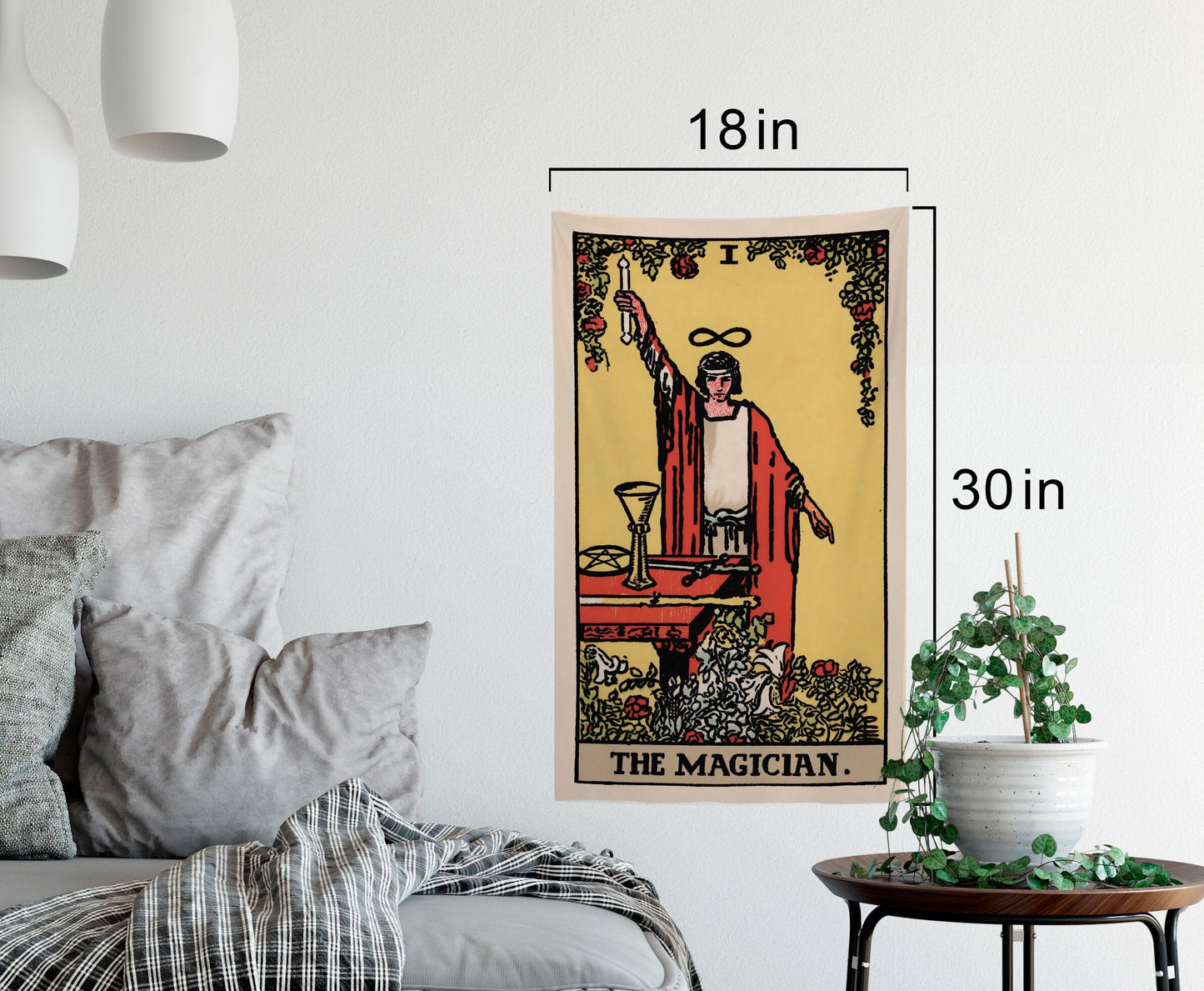 The Magician Tarot Card Tapestry - Full Card Tapestry - Rider Waite Deck Tapestry