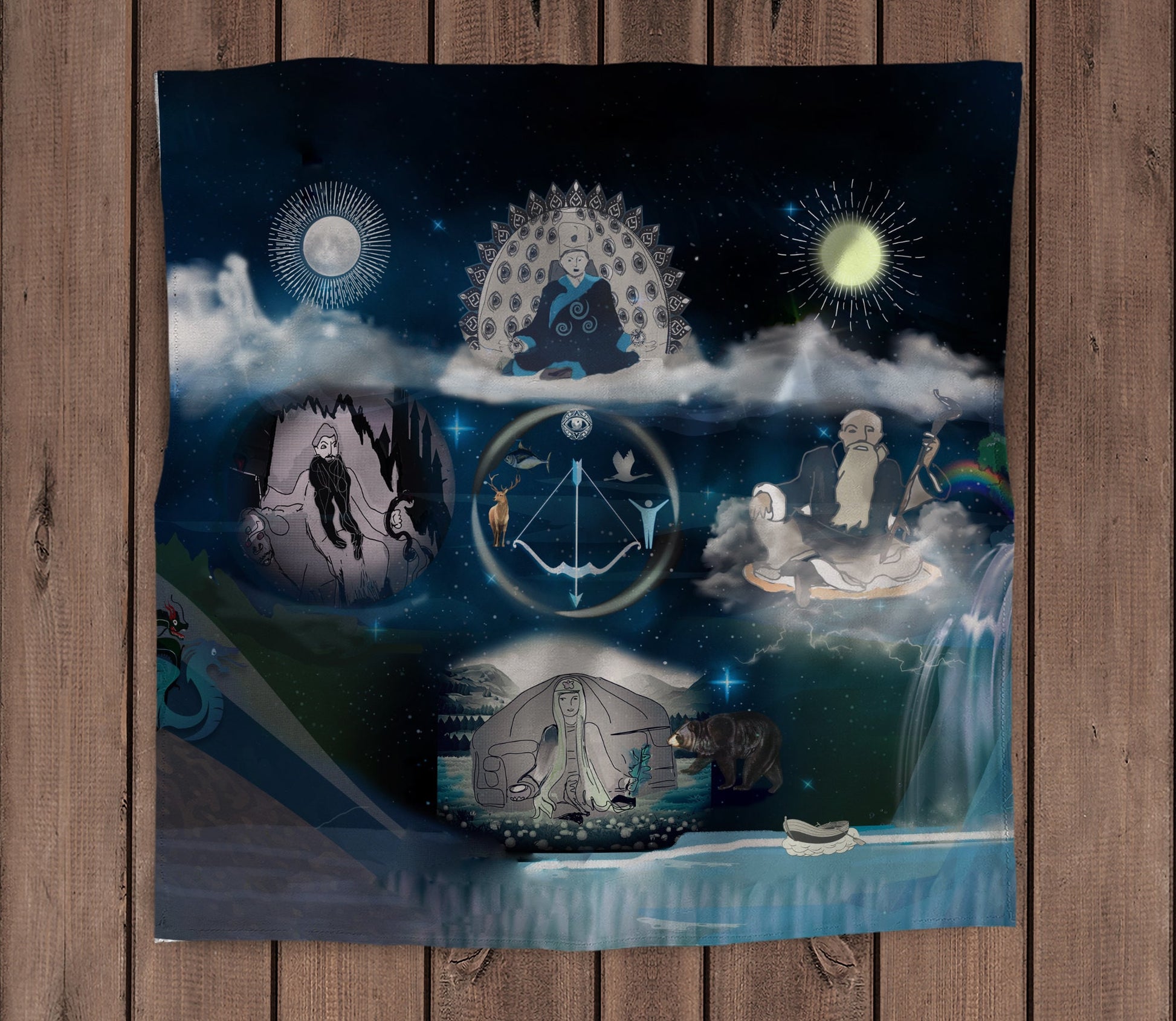 Shaman Altar Cloth - Shamanic Design - Spirit Cloth or Altar Cloth - cotton option