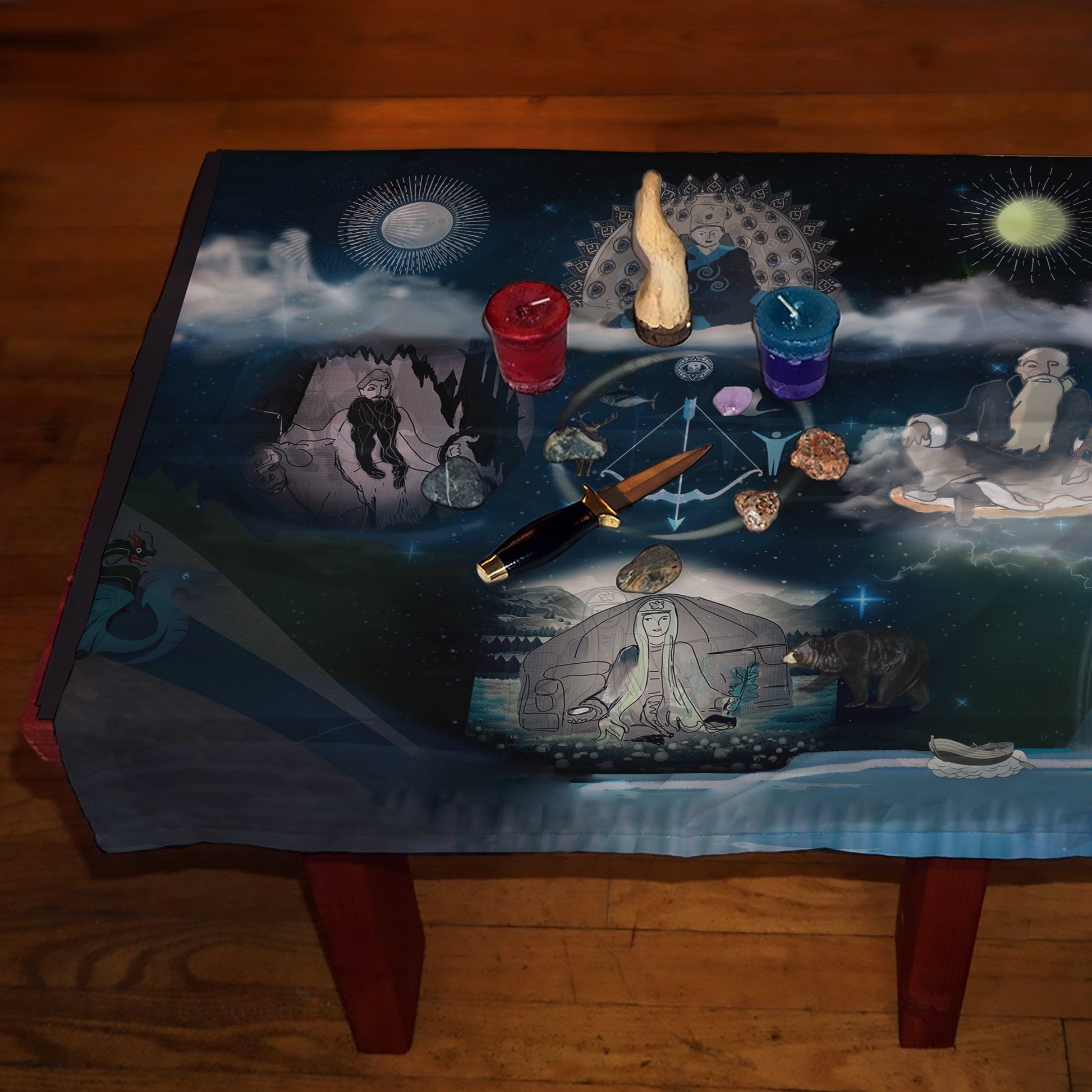 Shaman Altar Cloth - Shamanic Design - Spirit Cloth or Altar Cloth - cotton option