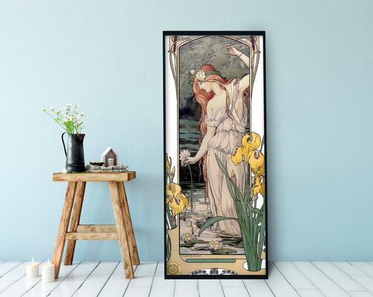 Art Nouveau Poster - Bohemian Lady - Print Large Artwork - Floral - Long Poster -Elisabeth Sonrel - Fleur - French Painting