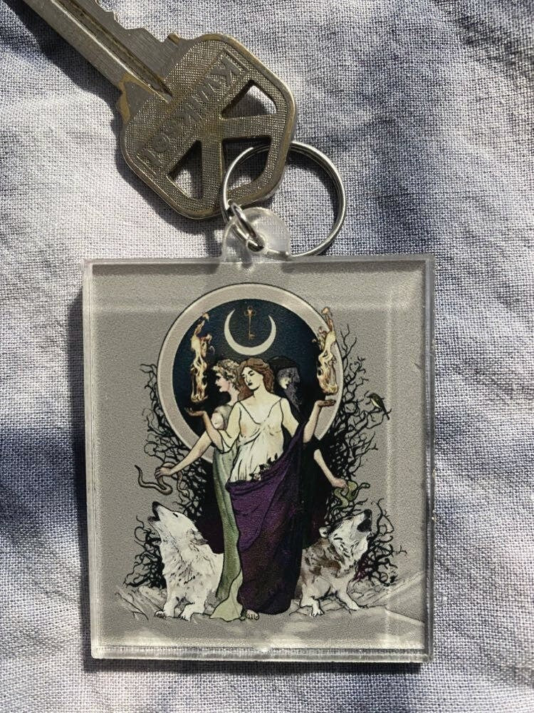 Hecate Ornament or Keychain - Moon goddess Keychain - Acrylic - Triple goddess Charm - Prayer Charm - Amulet