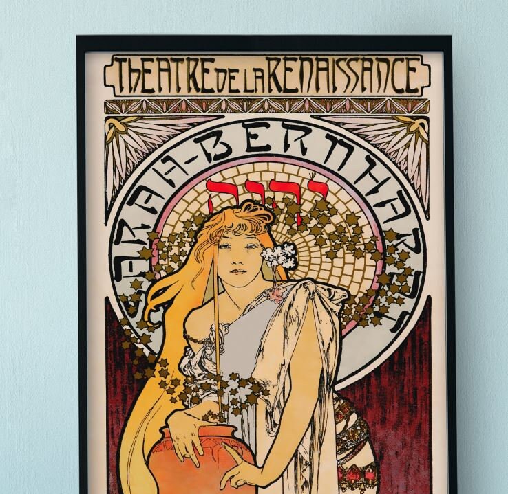 Mucha Poster - Art Nouveau Poster - Bohemian Lady Sarah - Print Large Artwork - Floral - Long Poster