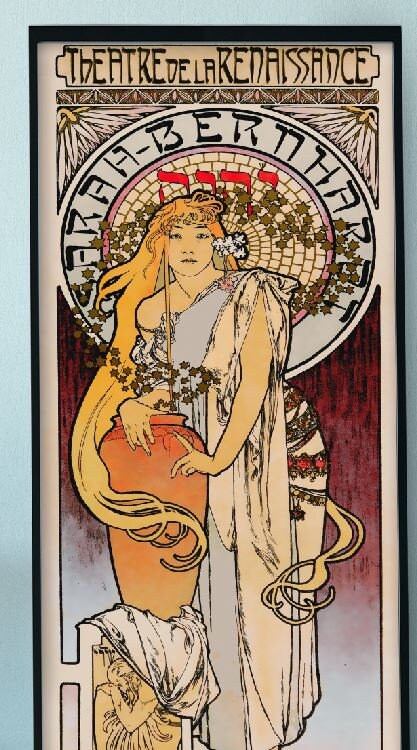 Mucha Poster - Art Nouveau Poster - Bohemian Lady Sarah - Print Large Artwork - Floral - Long Poster