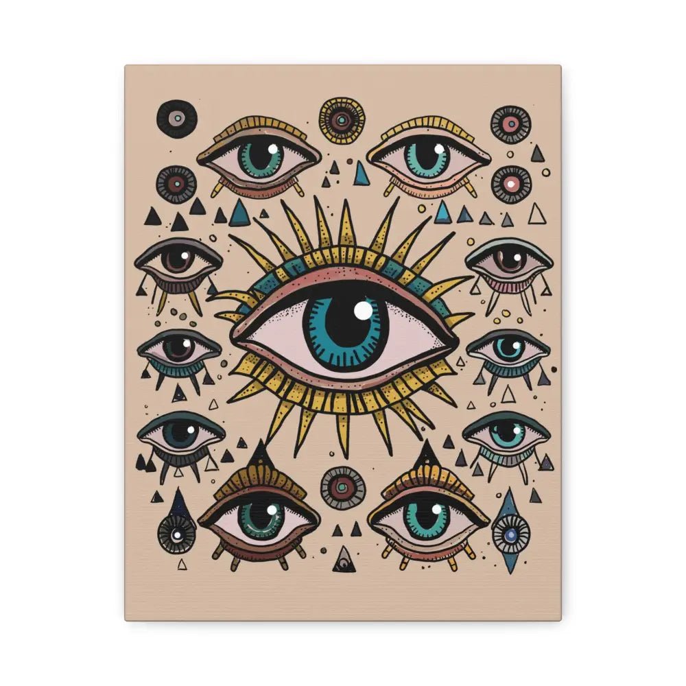 Mystical Eye Wall Art Canvas, Sacred Geometry Decor, Bohemian Room Accent, Spiritual Home Gift, Unique Eye Artwork - DesignBohemian