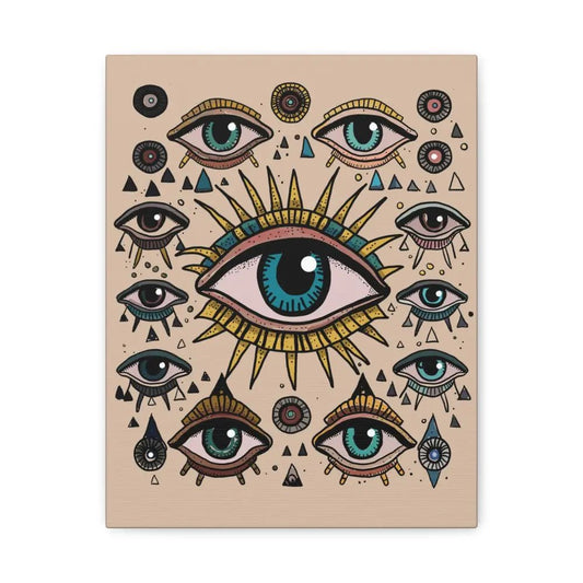 Mystical Eye Wall Art Canvas, Sacred Geometry Decor, Bohemian Room Accent, Spiritual Home Gift, Unique Eye Artwork - DesignBohemian