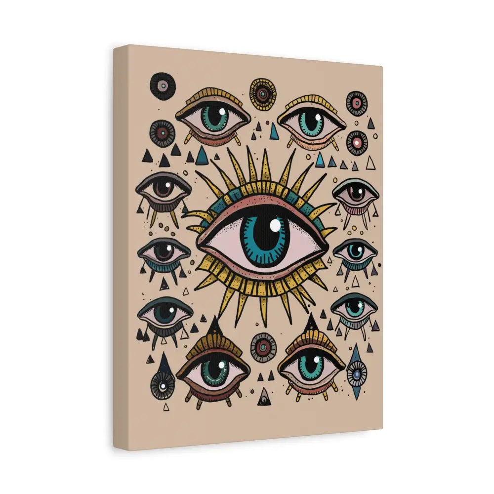 Mystical Eye Wall Art Canvas, Sacred Geometry Decor, Bohemian Room Accent, Spiritual Home Gift, Unique Eye Artwork - DesignBohemian