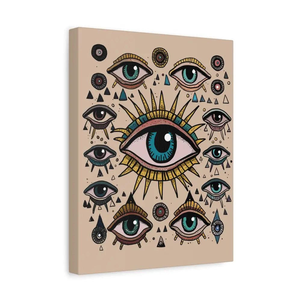 Mystical Eye Wall Art Canvas, Sacred Geometry Decor, Bohemian Room Accent, Spiritual Home Gift, Unique Eye Artwork - DesignBohemian