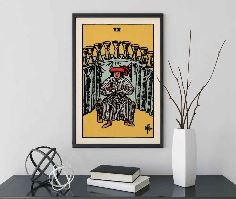 Nine Of Cups Tarot Card Print No Frame Poster 9 Of Cups Wall Art For Tarot Enthusiasts by My Store