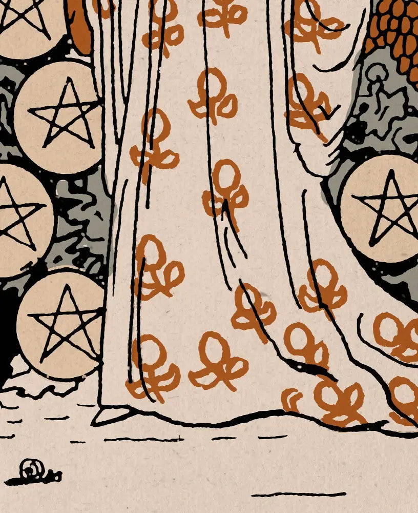 Nine Of Pentacles Tarot Card Print Neutral Vibe Poster by My Store