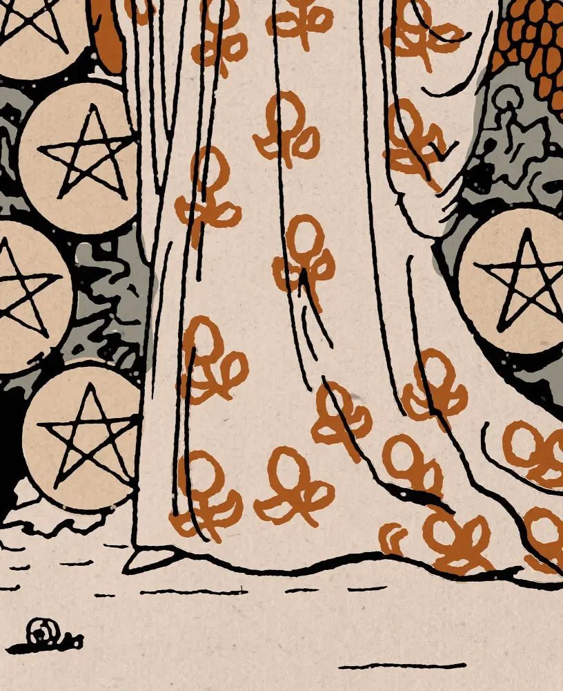 Nine Of Pentacles Tarot Card Print Neutral Vibe Poster by My Store