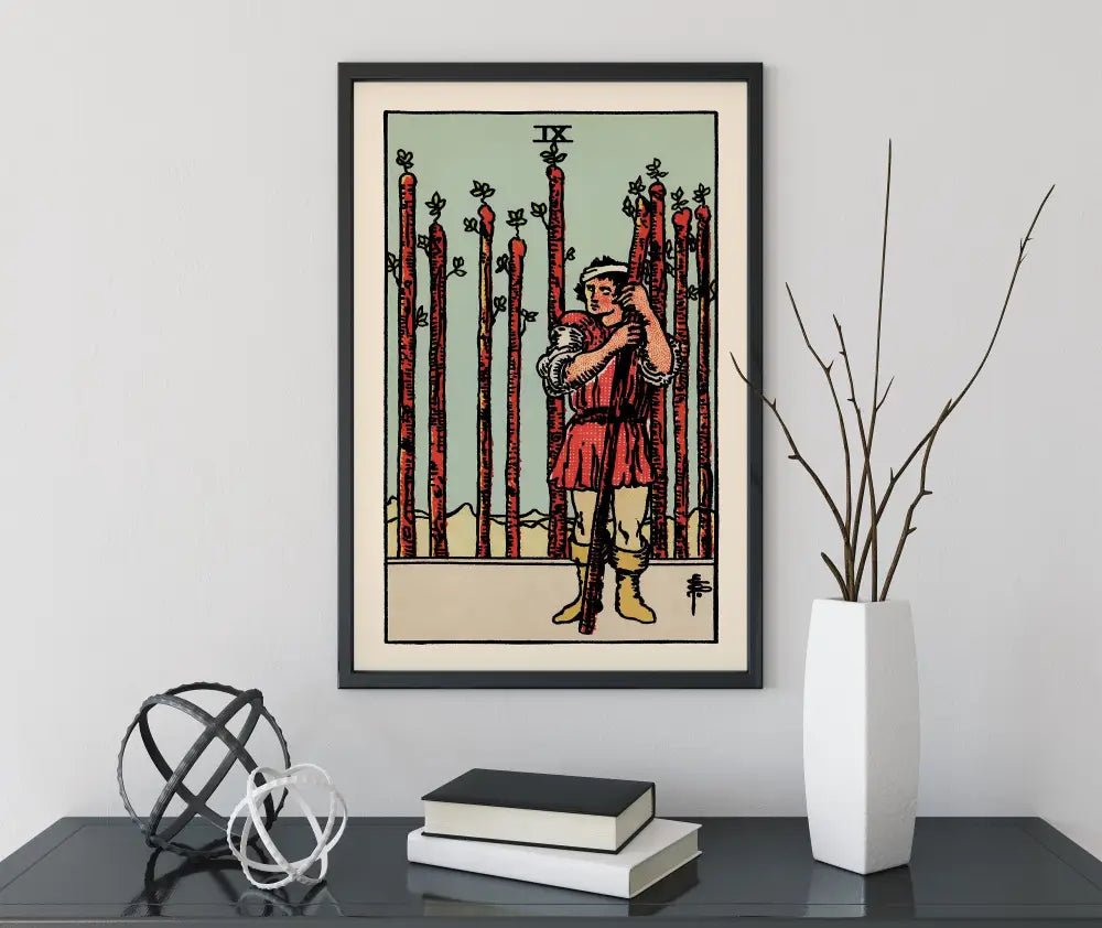 Nine Of Wands Tarot Card Print Poster The Nine Of Wands Card Wall Decor For Tarot Lovers by My Store