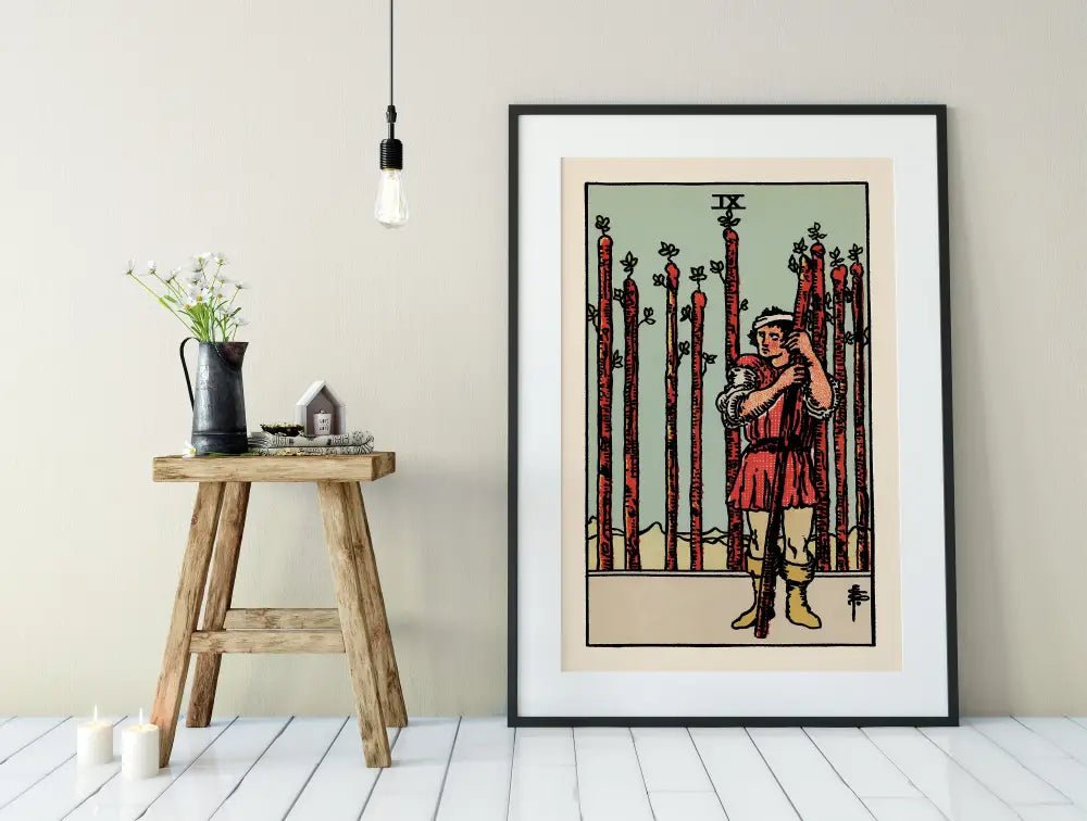 Nine Of Wands Tarot Card Print Poster The Nine Of Wands Card Wall Decor For Tarot Lovers by My Store