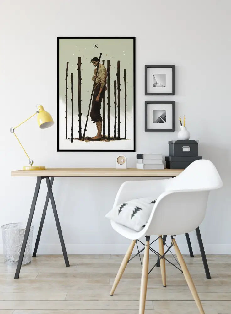 Nine of Wands The Green Menagerie Tarot Card Print Wall Art Unique Original Prompt Design by My Store