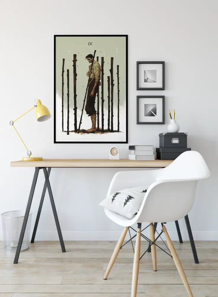 Nine of Wands The Green Menagerie Tarot Card Print Wall Art Unique Original Prompt Design by My Store