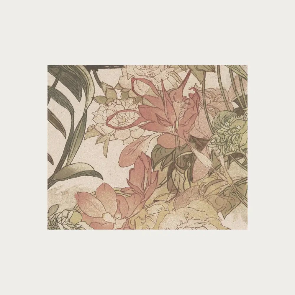 Nouveau Fleurs Print Pink And Beige Art Nouveau Poster Premium Archival Quality Home Decor by My Store