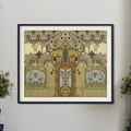 Nouveau Fleurs Print Yellow Beige Art Nouveau Poster Floral Print Large Paris Vintage Butterfly Stained Glass by DesignBohemian