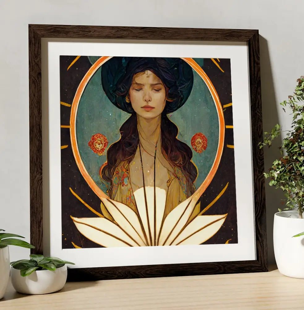 Nouveau Pagan Goddess Moon Surreal Art Print by My Store