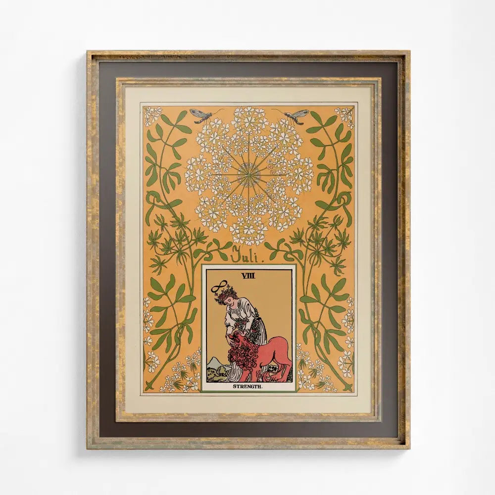 Nouveau Tarot Card Print Strength Vintage Poster by My Store