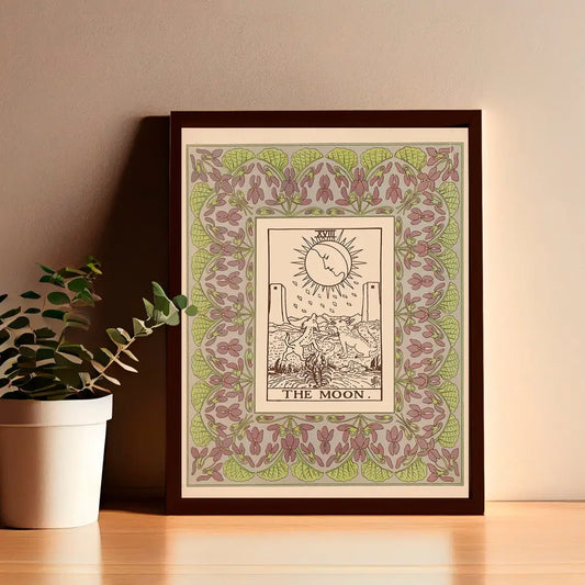 Nouveau Tarot Moon Poster Vintage Green Print Wall Decor For Tarot Lovers And Collectors by My Store