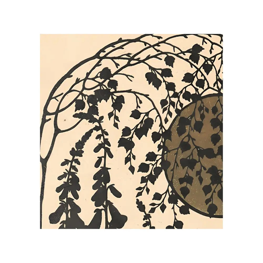 Nymphe Art Nouveau Print Vintage Moon Beige Long Poster Willow Tree by DesignBohemian