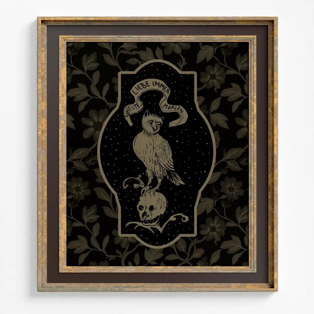 Owl And Skull Print Unframed Vintage Love Always Today And Tomorrow by My Store