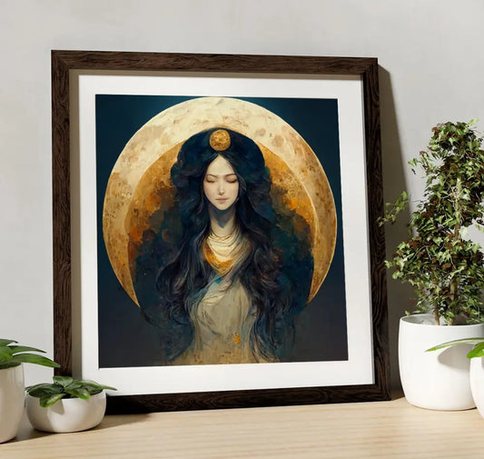 Pagan Goddess - Moon Witch - Surreal Painting of Angel - For Your Sacred Space by DesignBohemian