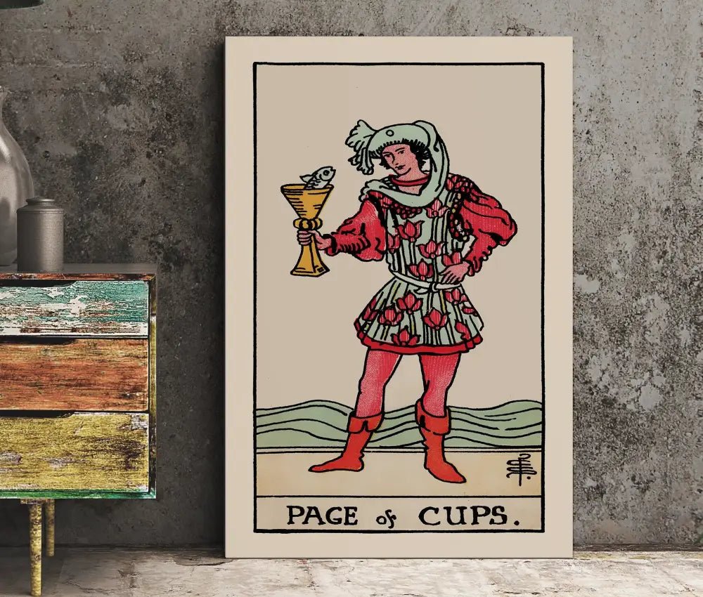 Page of Cups Tarot Card Print Poster No Frame Customizable Color Options For Elegant Wall Decor by My Store