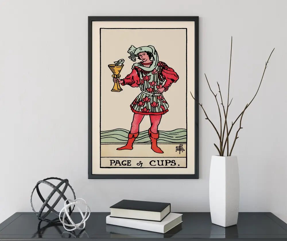 Page of Cups Tarot Card Print Poster No Frame Customizable Color Options For Elegant Wall Decor by My Store