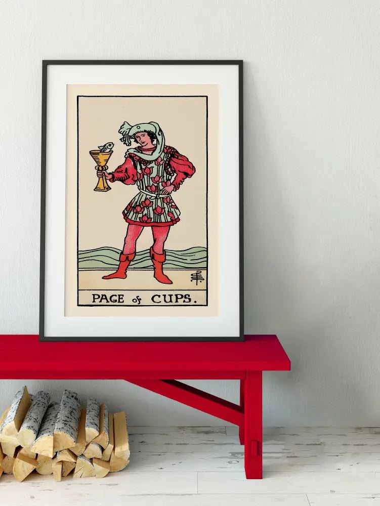 Page of Cups Tarot Card Print Poster No Frame Customizable Color Options For Elegant Wall Decor by My Store