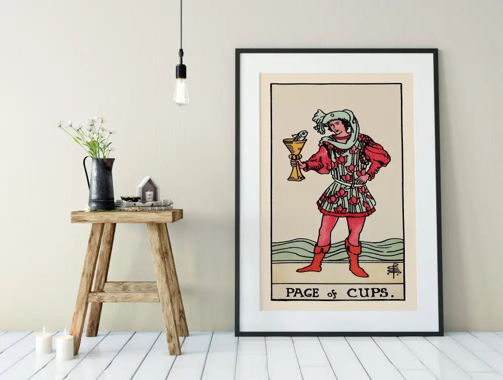 Page of Cups Tarot Card Print Poster No Frame Customizable Color Options For Elegant Wall Decor by My Store