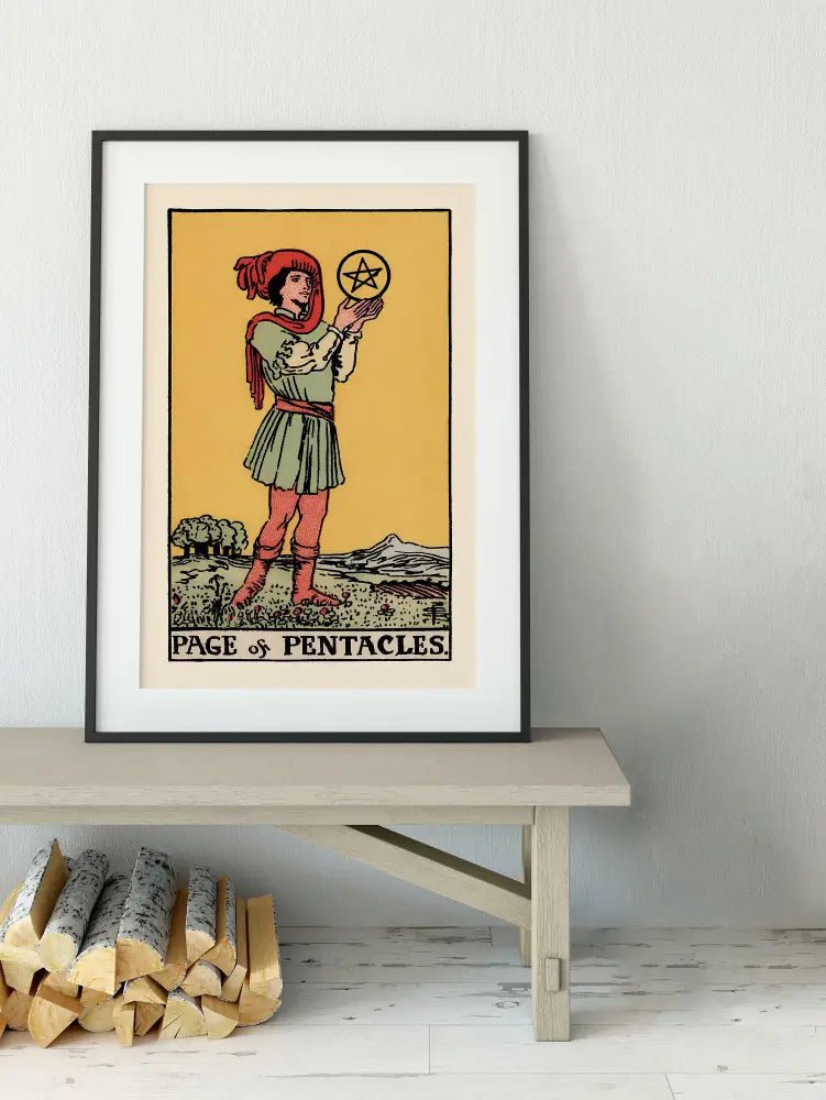 Page Of Pentacles Tarot Card Print No Frame Poster Premium Wall Art For Tarot Lovers And Collectors by My Store