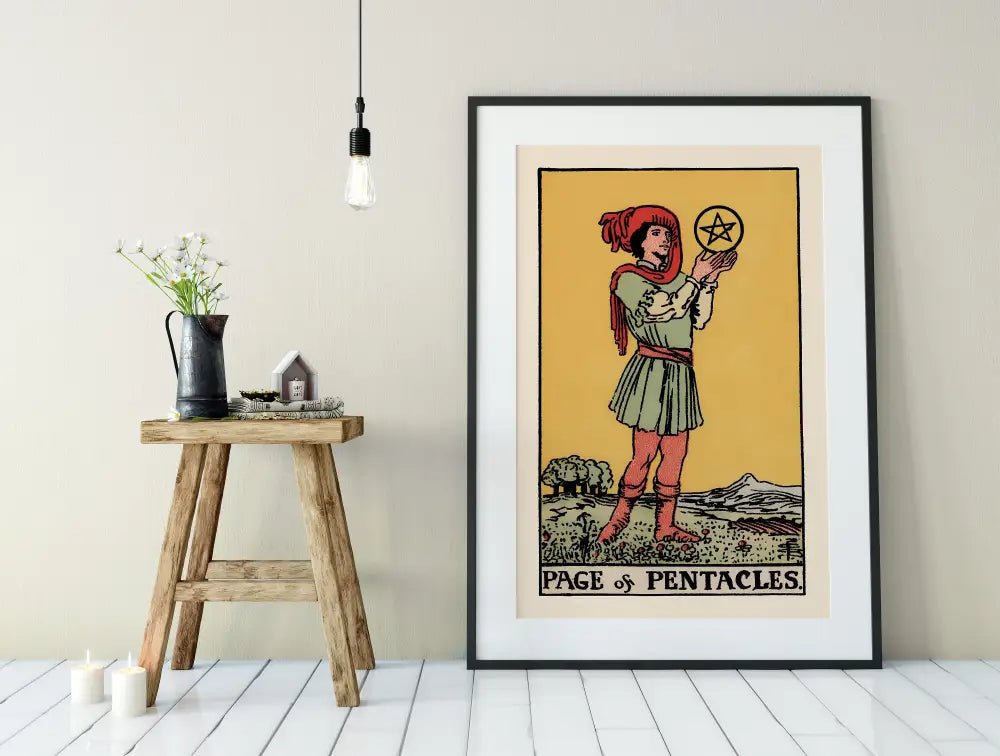 Page Of Pentacles Tarot Card Print No Frame Poster Premium Wall Art For Tarot Lovers And Collectors by My Store
