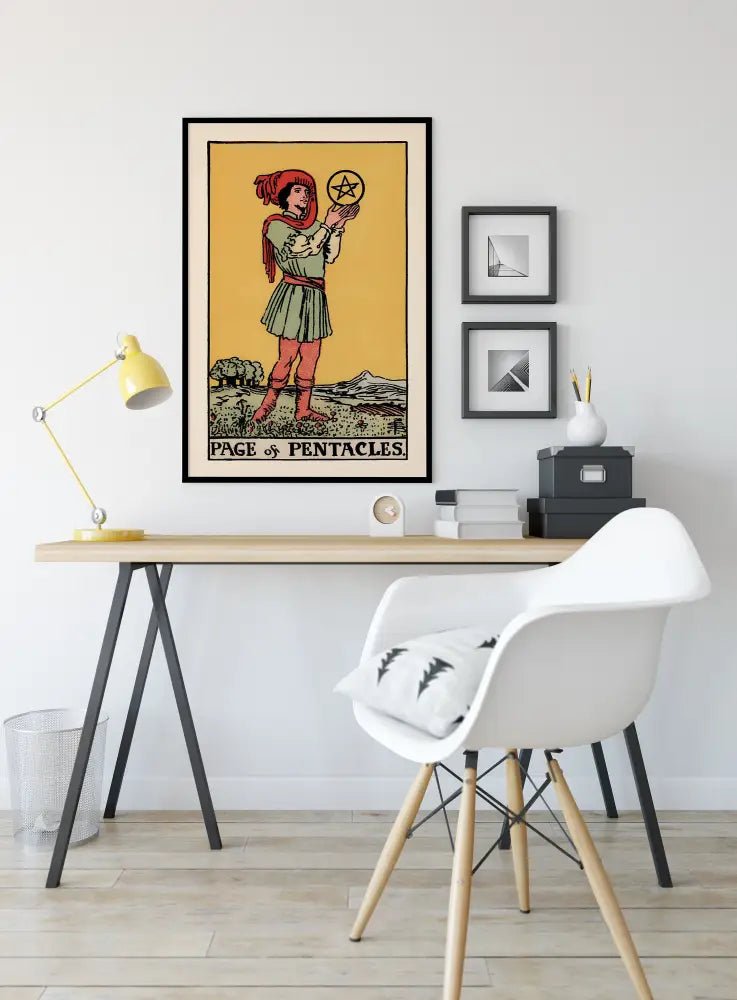 Page Of Pentacles Tarot Card Print No Frame Poster Premium Wall Art For Tarot Lovers And Collectors by My Store