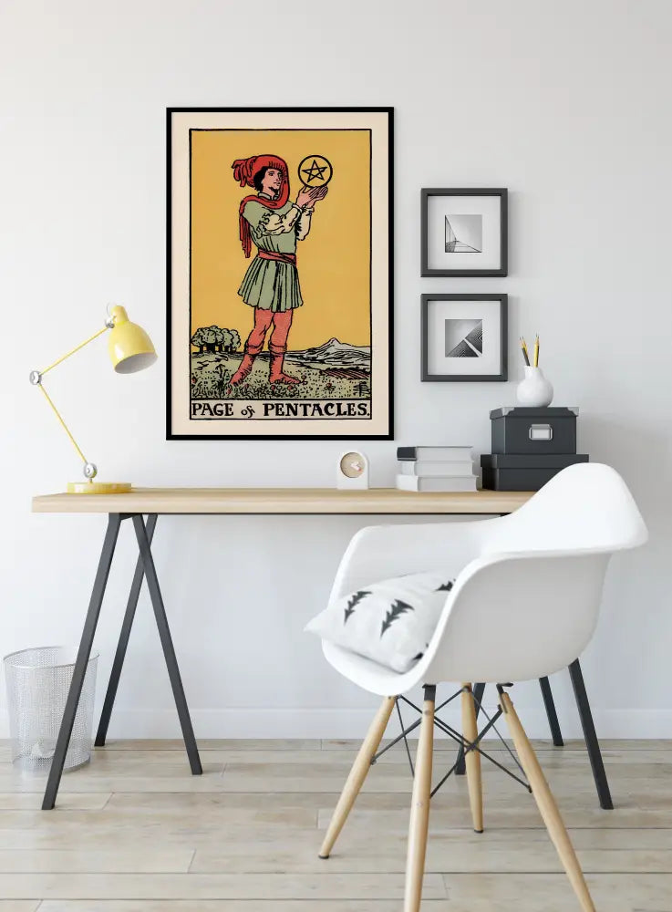 Page Of Pentacles Tarot Card Print No Frame Poster Premium Wall Art For Tarot Lovers And Collectors by My Store