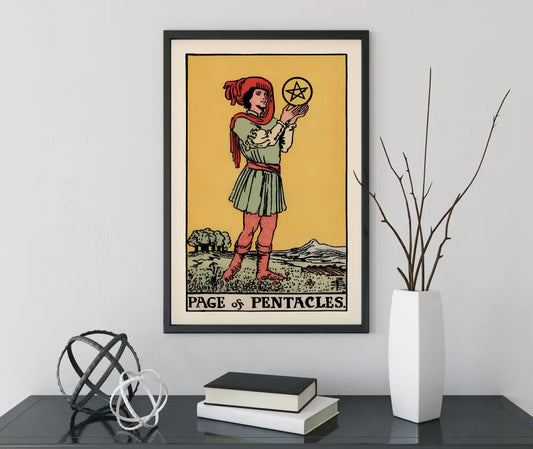 Page Of Pentacles Tarot Card Print No Frame Poster Premium Wall Art For Tarot Lovers And Collectors by My Store