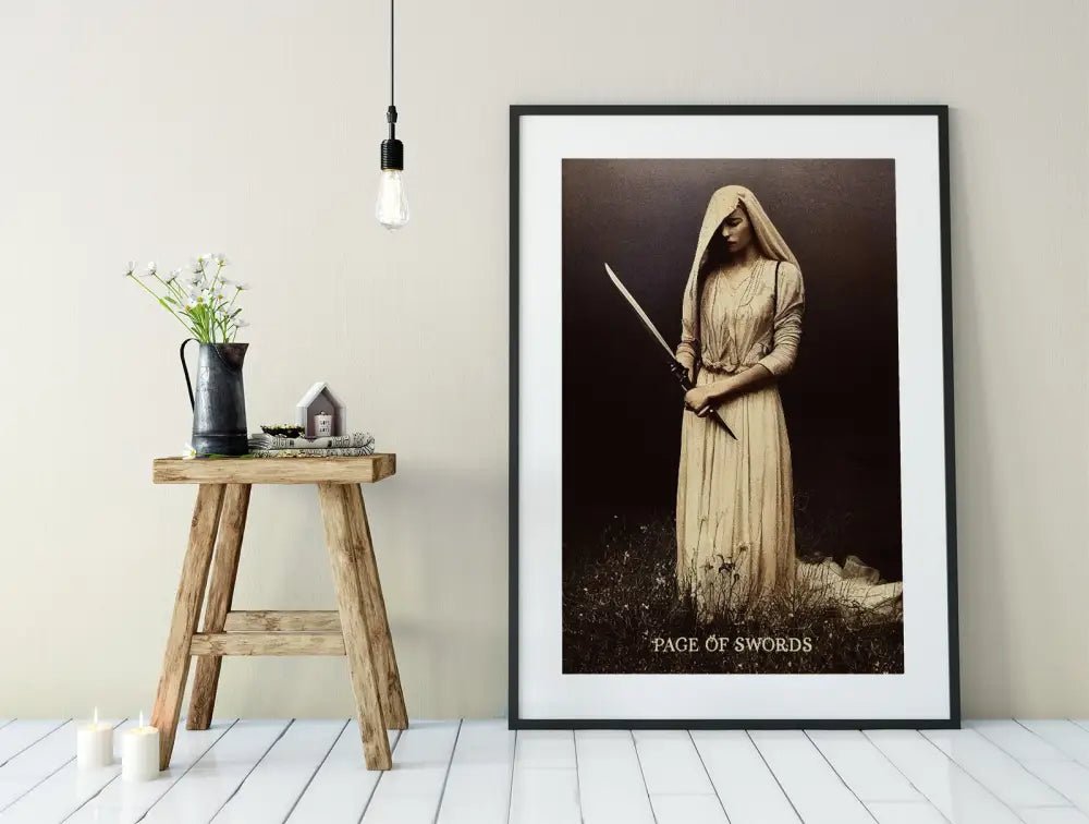 Page Of Swords Bride Of Swords Tarot Poster Green Menagerie by My Store