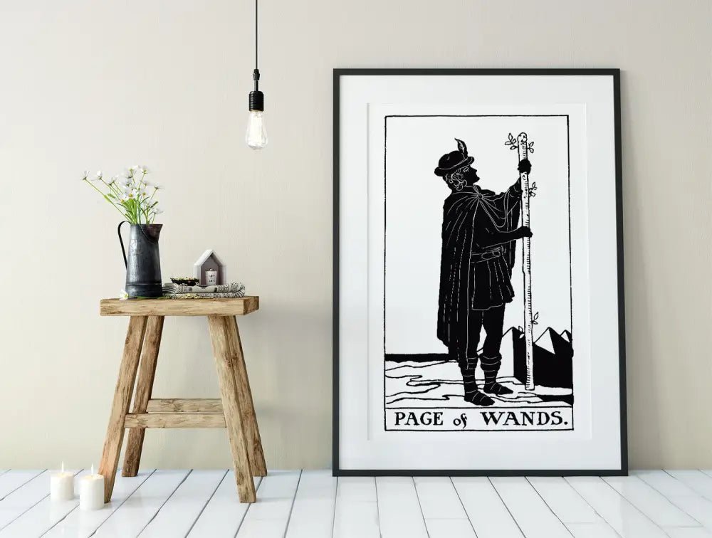 Page Of Wands Tarot Card Print From Green Menagerie Deck Limited Edition Poster Art For Wall Decor by My Store