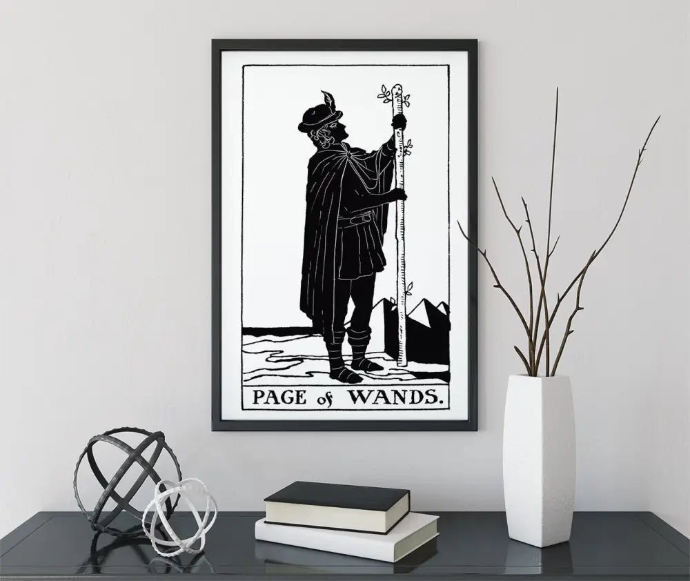 Page Of Wands Tarot Card Print From Green Menagerie Deck Limited Edition Poster Art For Wall Decor by My Store