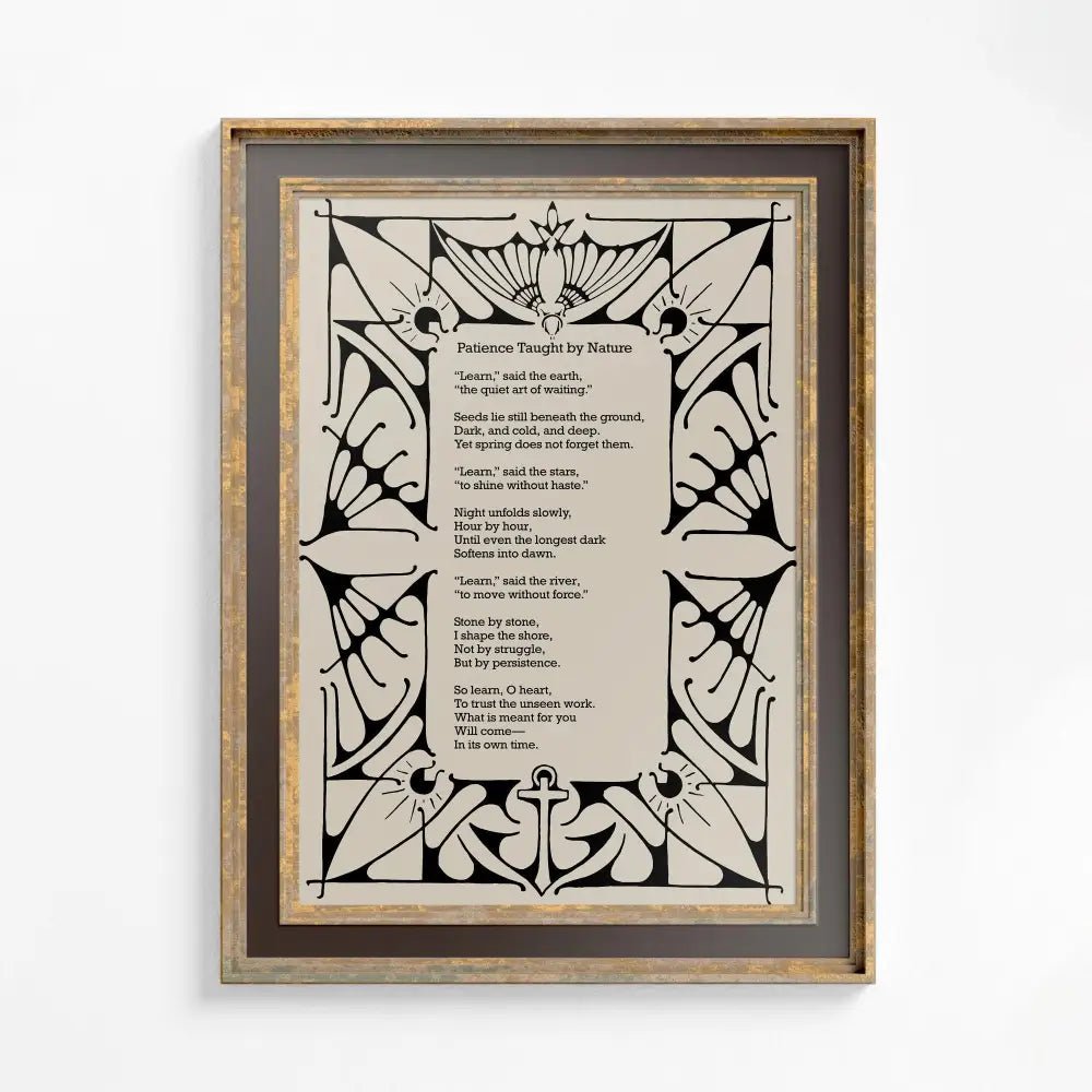 Patience Taught by Nature - Poetry Print - Inspirational - Vintage Art Print -