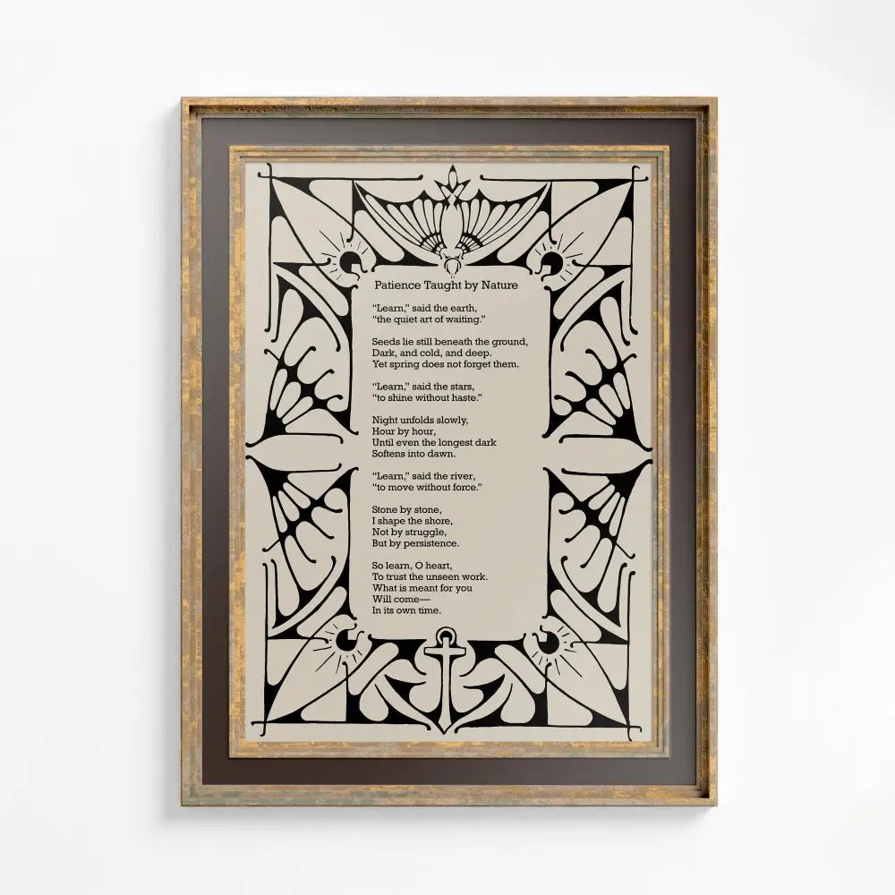Patience Taught by Nature - Poetry Print - Inspirational - Vintage Art Print -