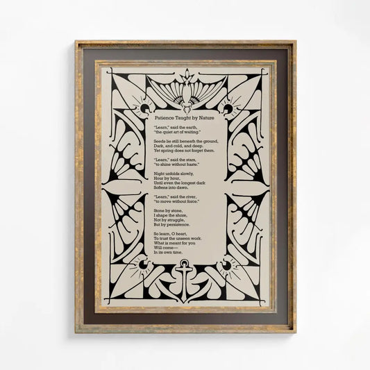 Patience Taught by Nature - Poetry Print - Inspirational - Vintage Art Print -