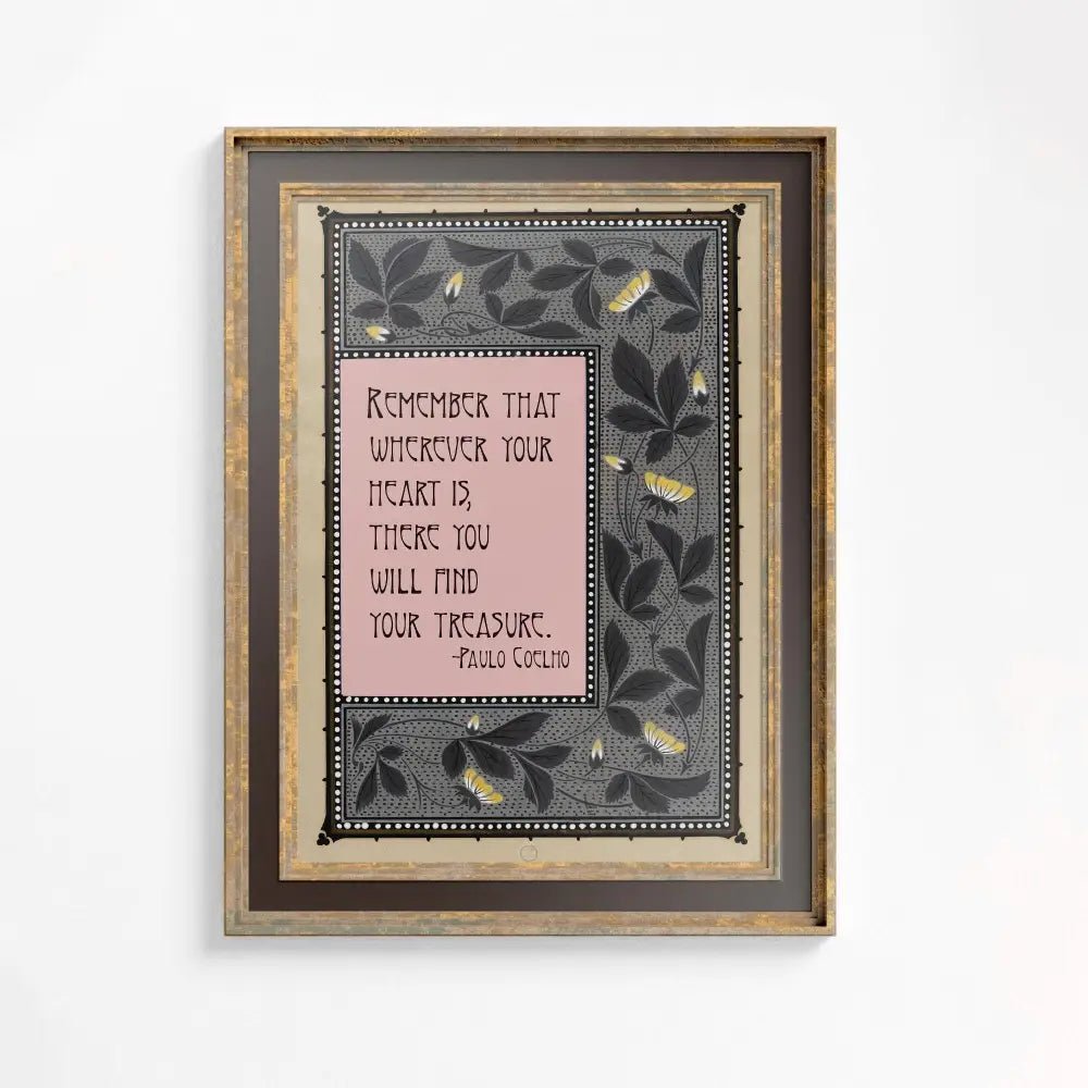 Paulo Coelho Quote Poem Print Finding Your Treasure Wall Art Bohemian Inspired Decor by My Store