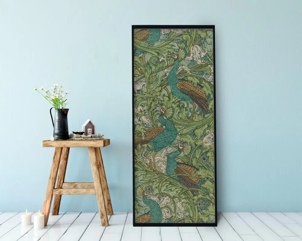Peacock Print Poster Art Nouveau Bohemian Bird Long Poster On Premium Luster Paper Blue And Green Walter Crane by DesignBohemian