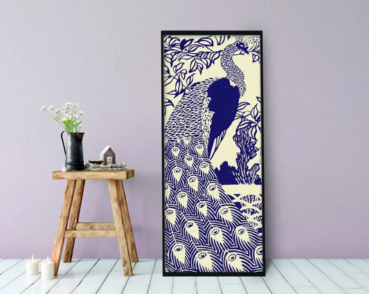 Peacock Print Poster Art Nouveau Large Blue Bird Artwork For Elegant Home Decor Wall Art by My Store