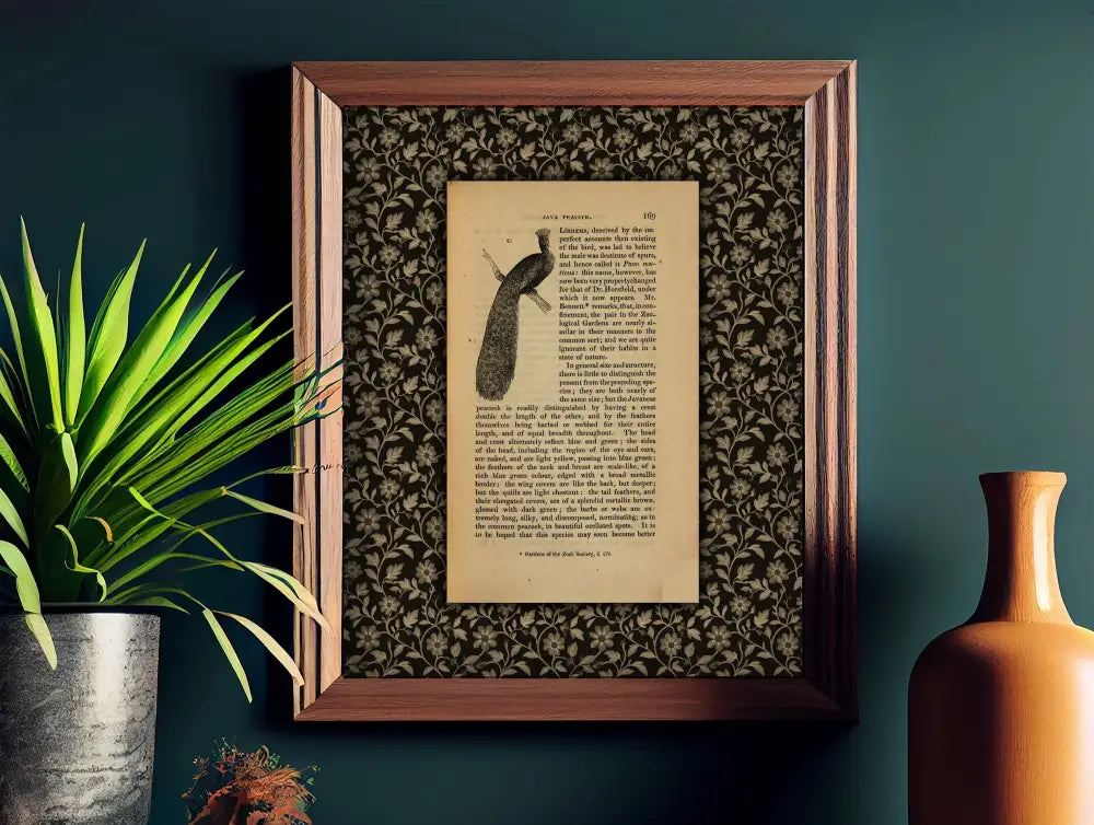 Peacock Print Vintage Java Peacock Illustration No Frame Wall Art Definition Elegant Colorful Decor For Living Room by My Store