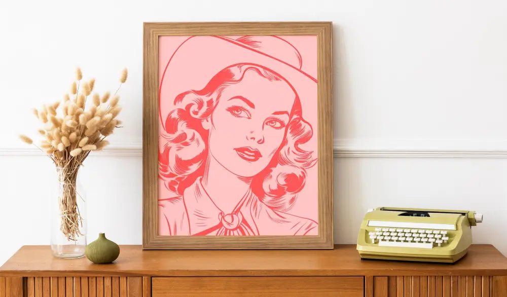 Pink Cowgirl Print Unframed Wall Art Poster Pink Western Style For Home Decor Collection by My Store