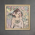 Pink Mucha Goddess Floral Print Art Nouveau Square by My Store